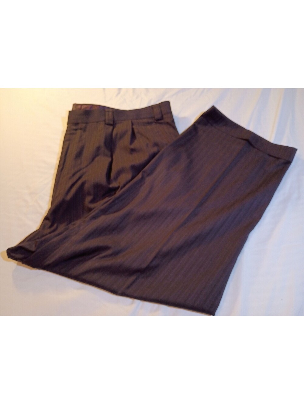 The Savile Row Men's Dress Pants Size 48R Dark Gray Pinstripe Pleated Trousers